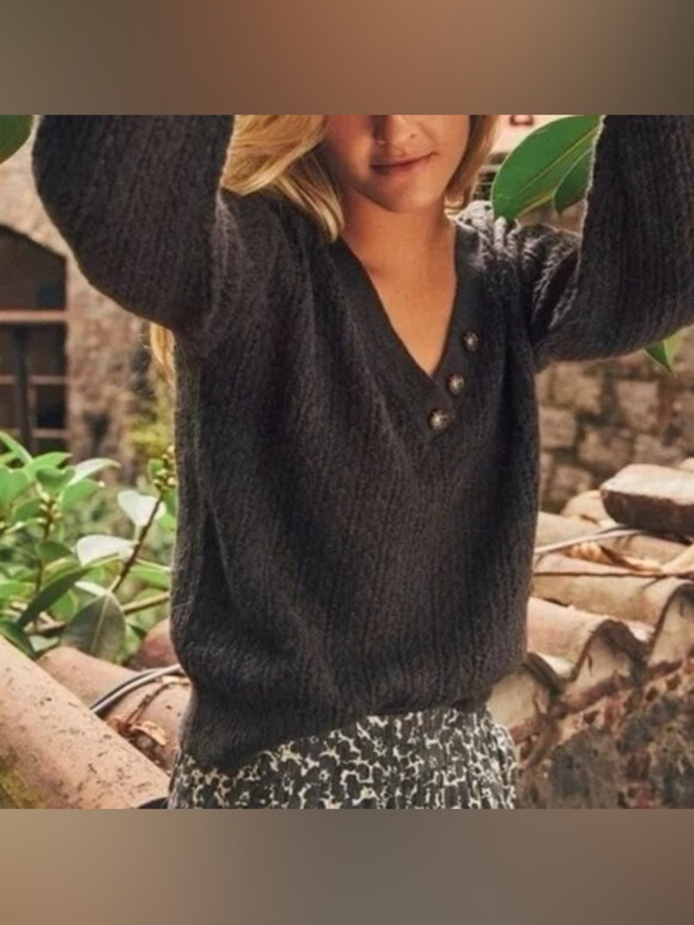 Marine Layer Evelyn Pullover Knit Sweater Crochet Charcoal Extra Small
